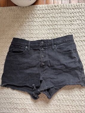 J. Crew Black High-Rise Button-Fly Cutoff Denim Shorts